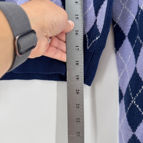 90s Womens Argyle Eclectic Grandpa Purple Cottage Core Button Up VNeck Cardigan - Picture 5 of 7